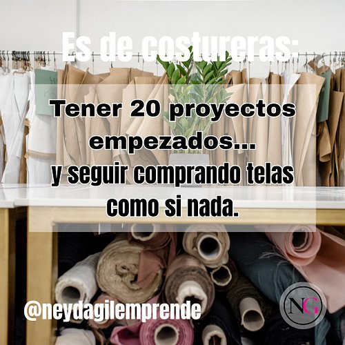 🧵 Tener 20 proyectos empezados…
y seguir comprando telas como si nada 😅
Porque una costurera nunca tiene suficiente tela, sol...