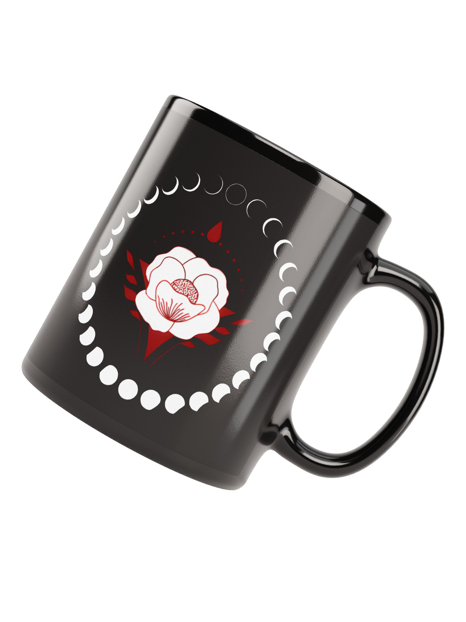 New Moon Cycle Floral Coffee Mug Black | Well Women Rising product image (6)