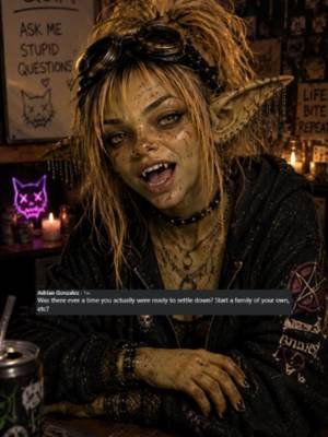 There was a time I wanted the same person, the same place, one key on the hook that wasn’t mine, and maybe a family someday. #GoblinNib #NibQandA #GoblinPunk #UrbanFantasy #FoundFamily #CharacterLore #FantasyCreator #ChaoticGoblin #EmotionalDamage #LowHalo