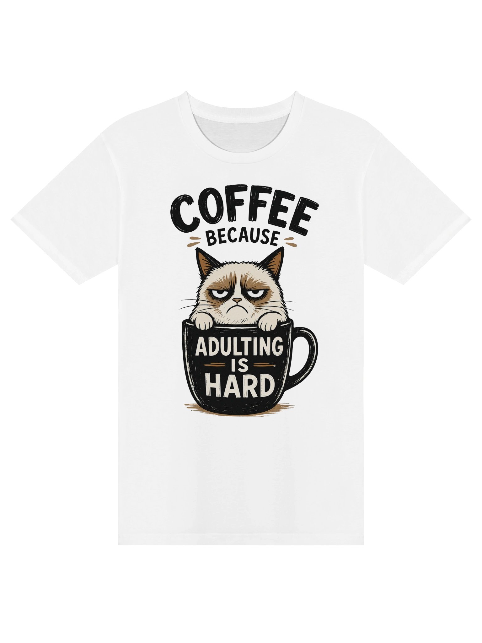 Coffee Because Adulting Is Hard Cat Tee product image (4)