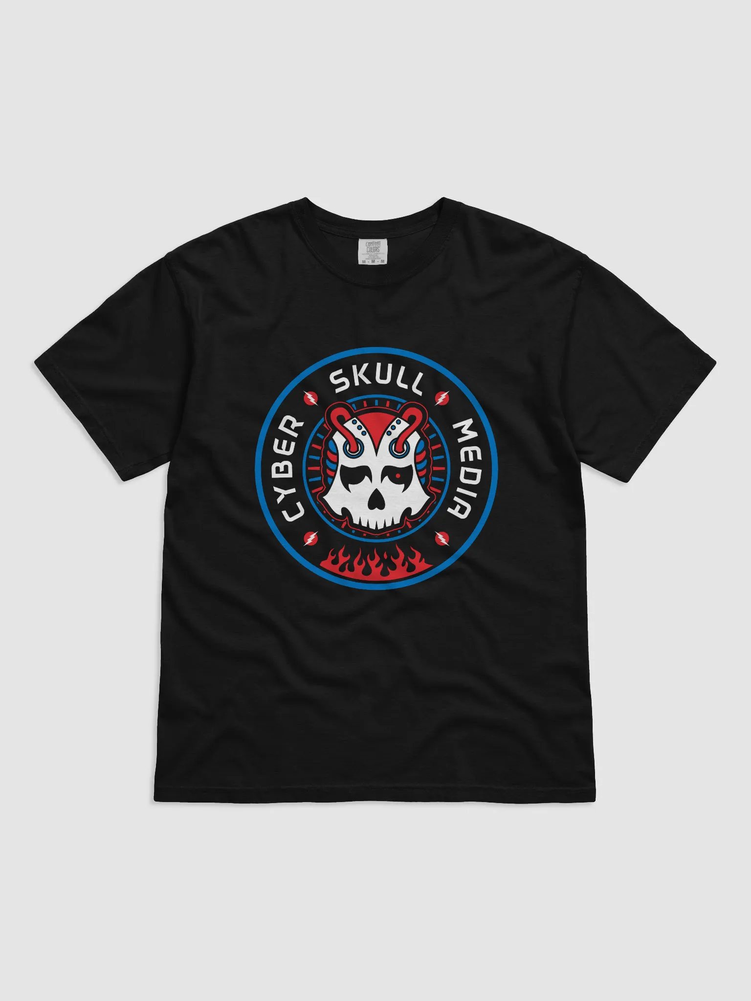 Red, White, & Blue Cyber Skull Media Logo Tee (Premium) product image (1)