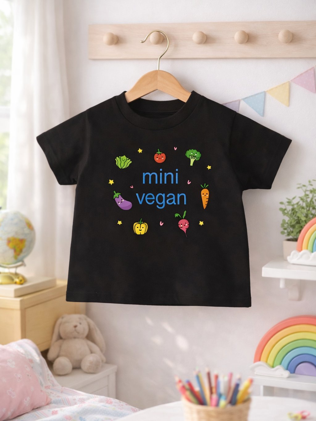 “Mini Vegan” Black T-Shirt for Kids product image (1)