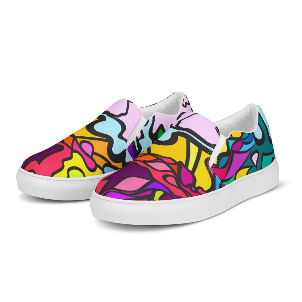 Swirling Symphony Women's Canvas Slip-Ons - Wave at Sunset product image (3)