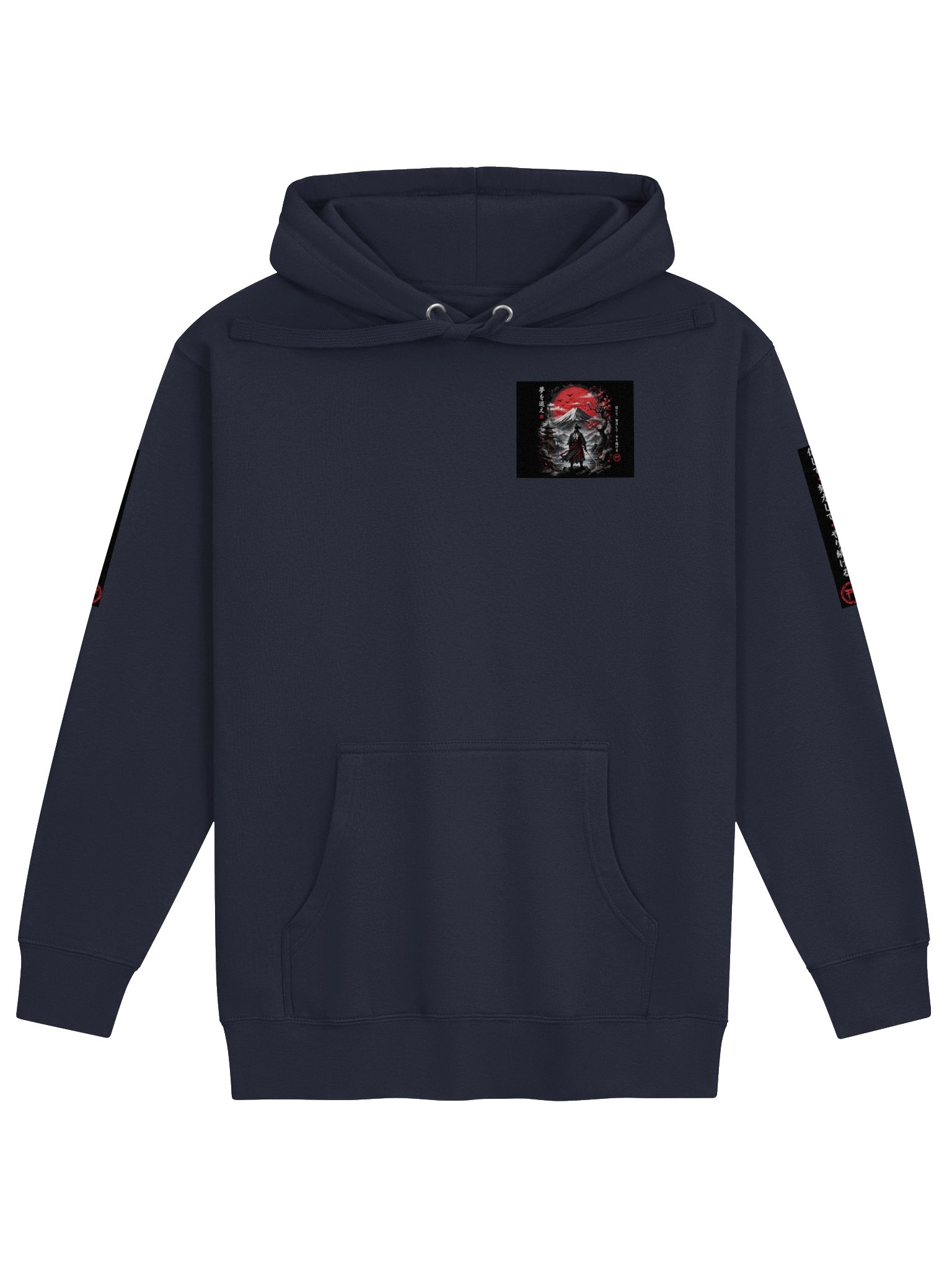 Japanese Samurai Mountain Hoodie – Red Sun Graphic Streetwear Sweatshirt product image (2)