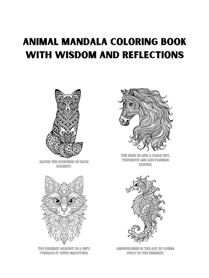 Animal Mandala Coloring Book with Wisdom and Reflections Printable Version Free Sample Pages product image (1)