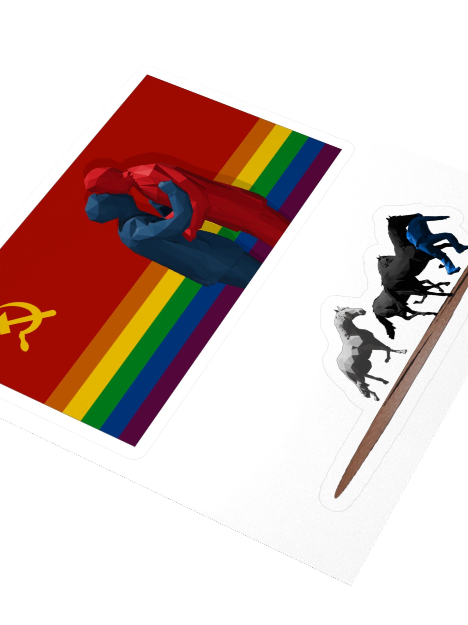 Two Men Kissing + Horses - Kiss Cut Sticker product image (7)