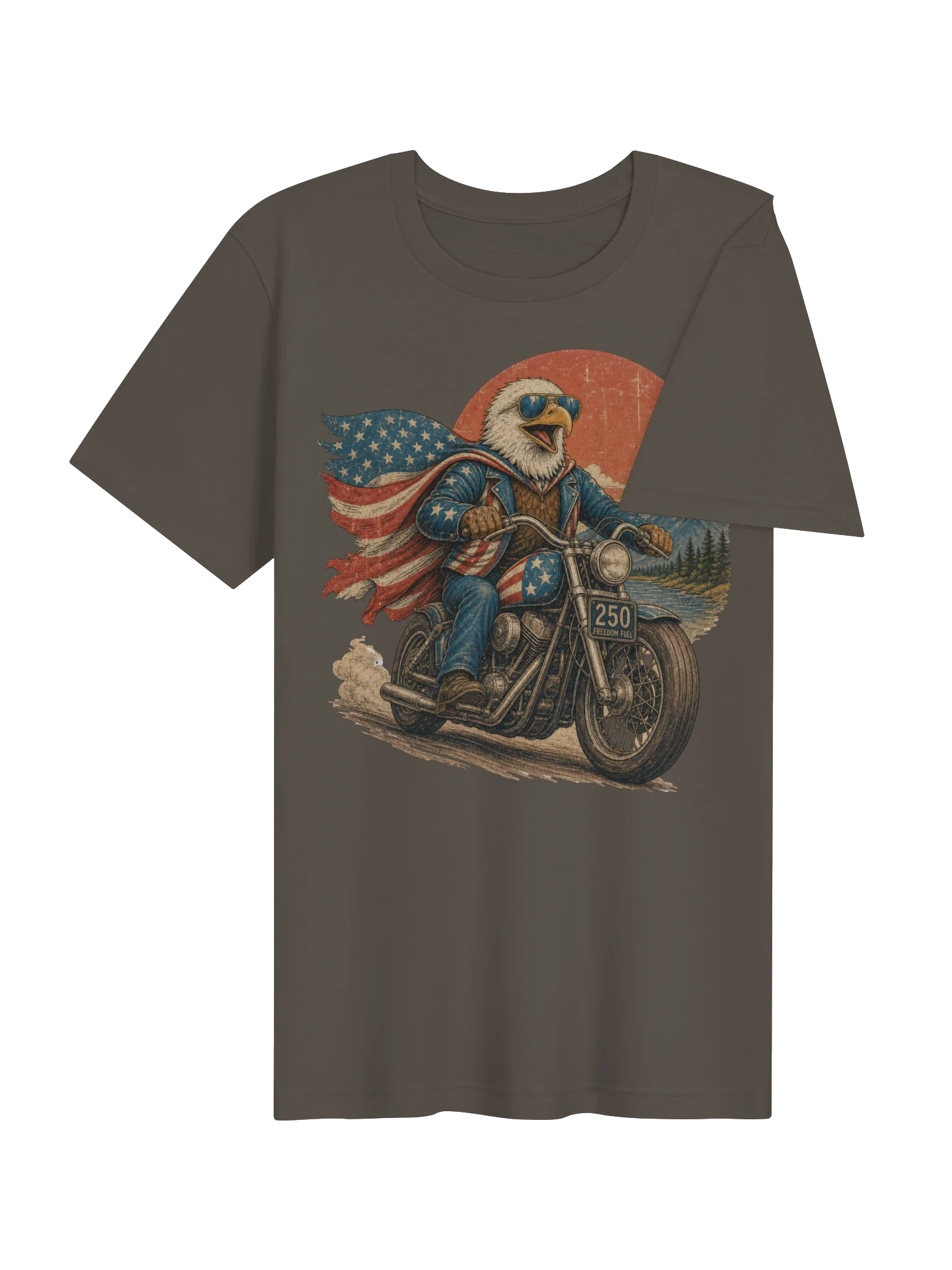 Bald Freaking Eagle on Motorcycle America Tee | USA T-Shirt product image (4)