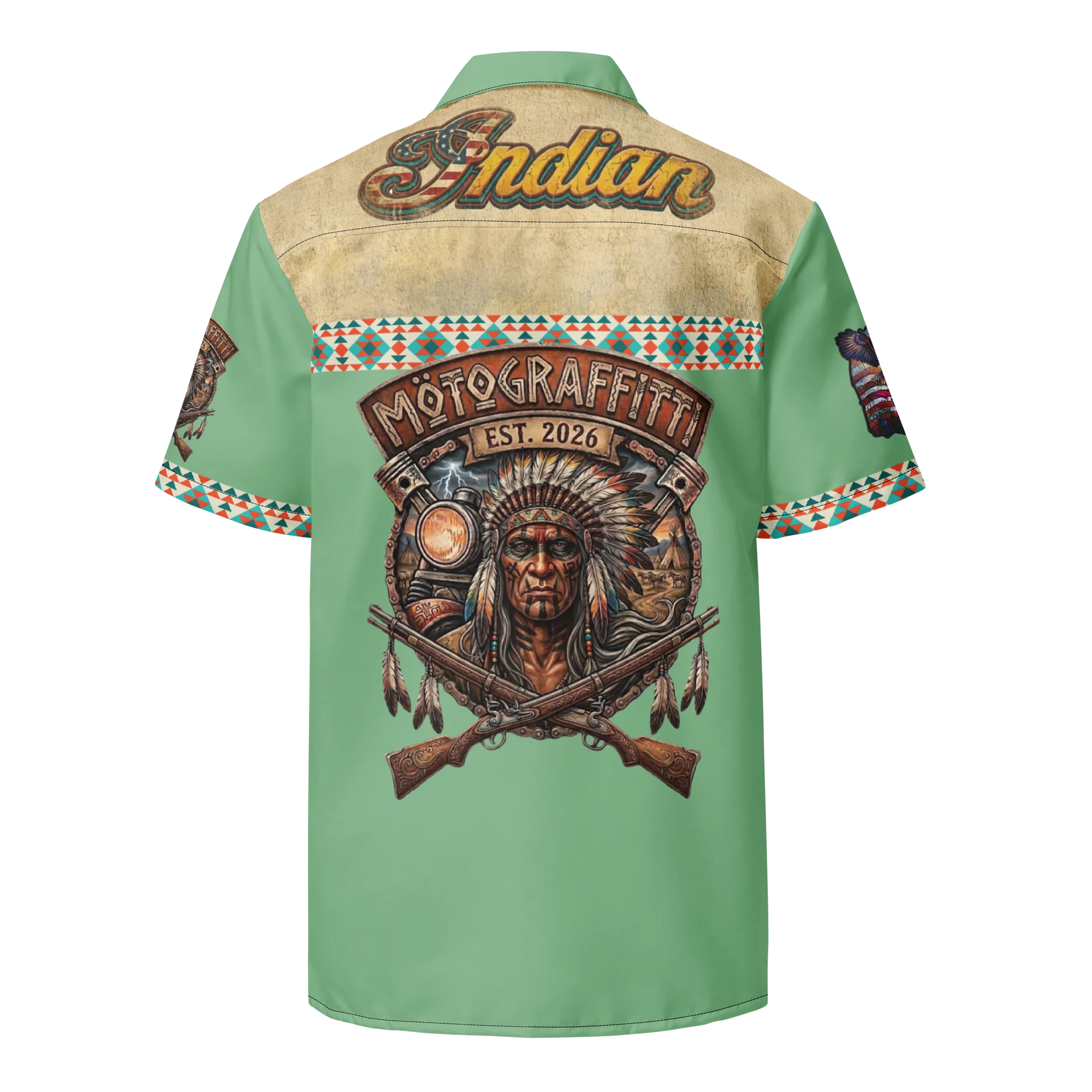 MötoGraffitti Indian Motorcycle Club Shirt Vintage Green product image (2)