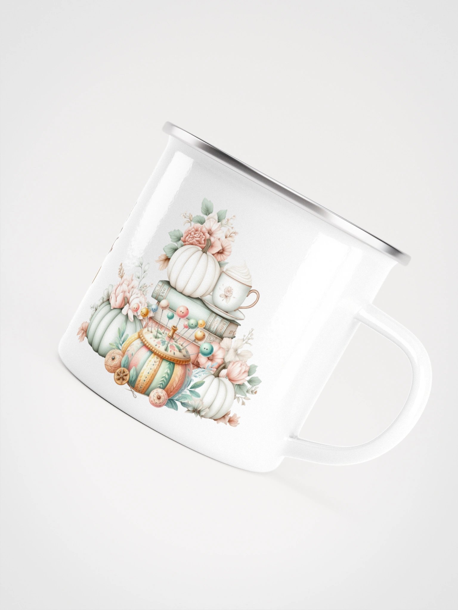 Autumn Pins Patterns Purrs Coffee Enamel Mug product image (5)