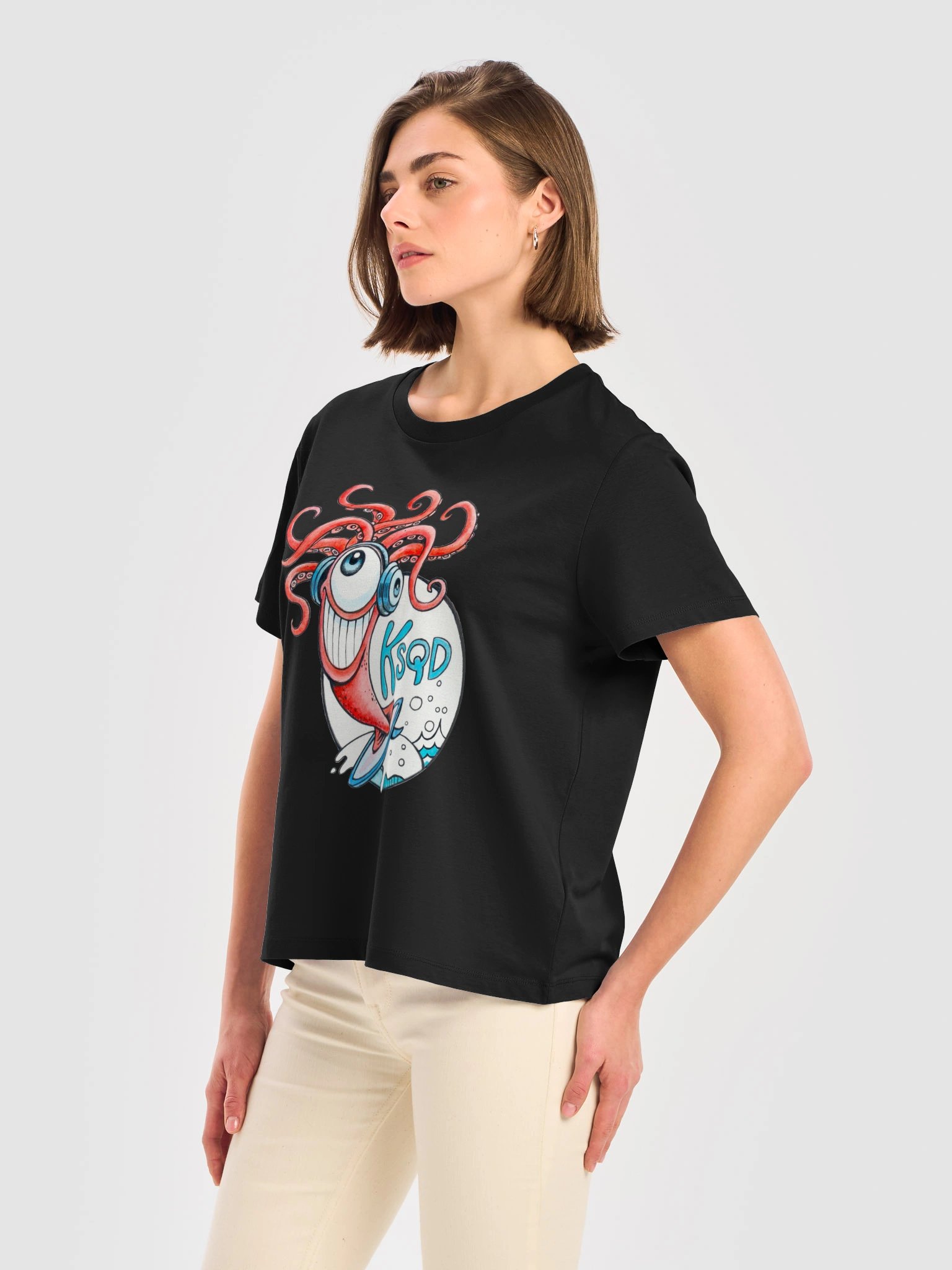 KSQD 2026 Winning Design – Squid & Ocean Organic Ribbed Neck Dark Edition T-Shirt product image (1)
