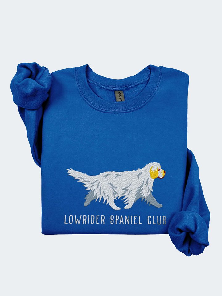 Lowrider Spaniel Club Sweatshirt (Embroidered) of a Clumber Spaniel(Lemon & White) product image (1)