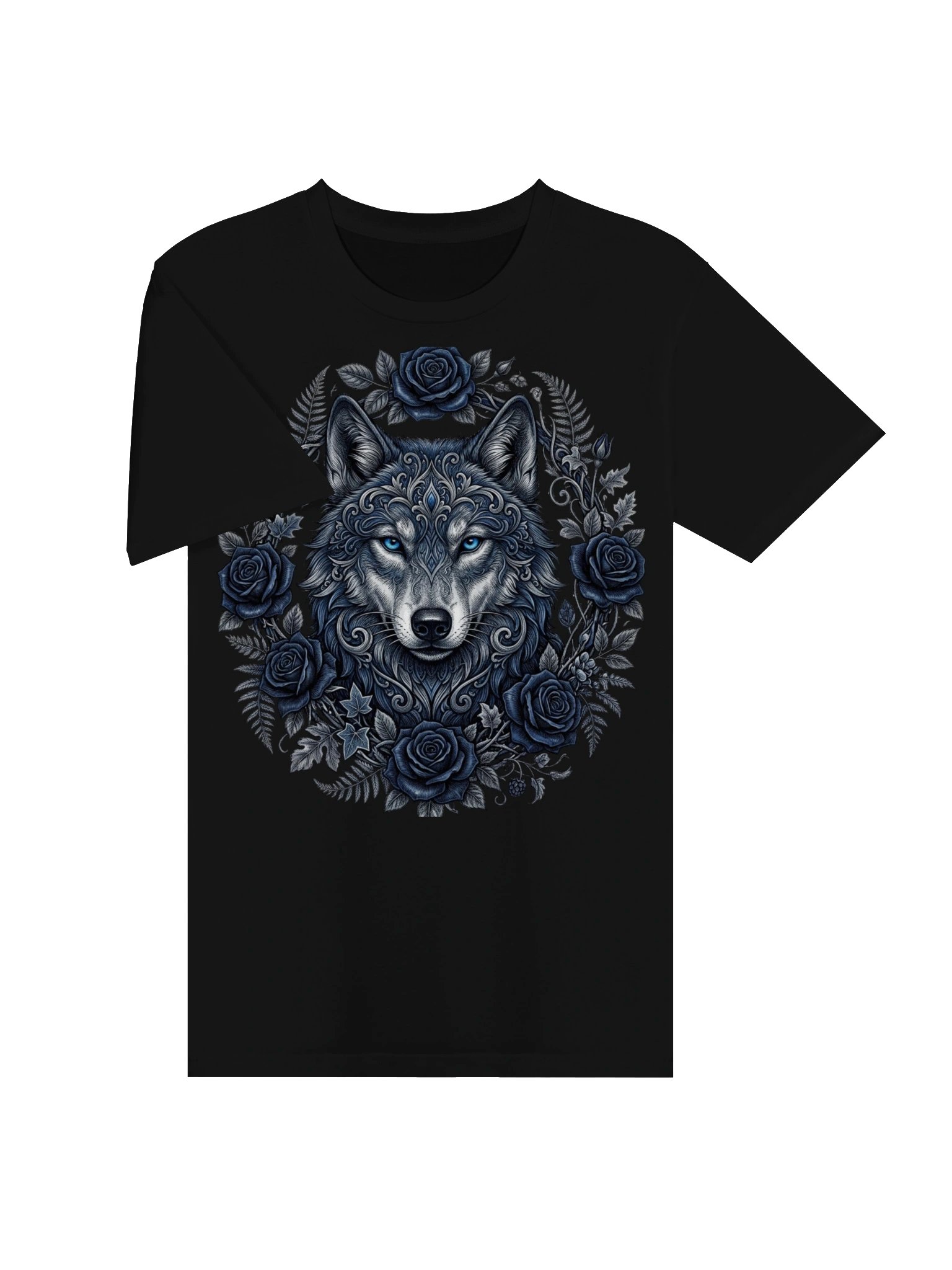 Gothic Wolf Rose T-Shirt, Mystical Wolf Head Graphic Tee, Dark Nature Floral Shirt, Wolf Lover Gift for Him or Her product image (11)