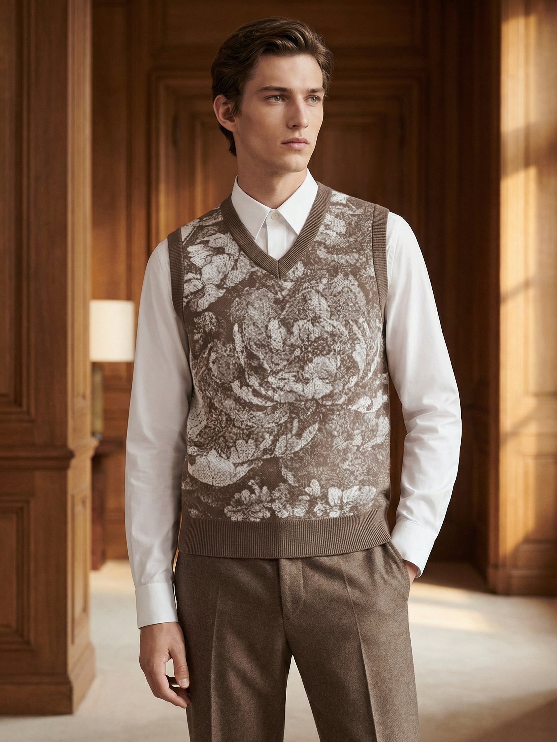 Floral Bliss III Knitted V-Neck Vest product image (31)