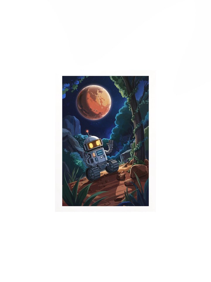 Cosmic Robot Wave Poster – Whimsical Sci-Fi Mars Wall Art product image (2)
