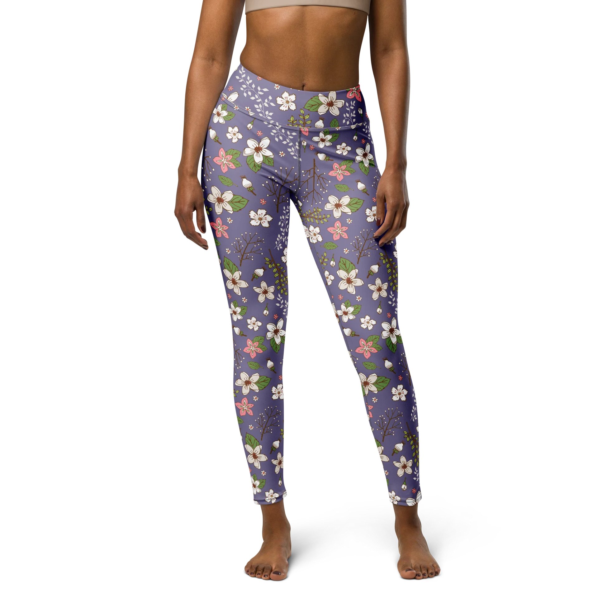 Floral Yoga Pants – Women’s High-Waisted All-Over Print Leggings product image (2)
