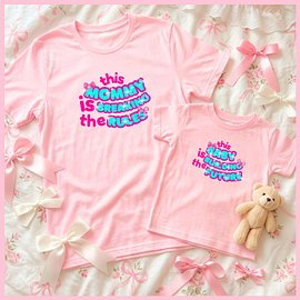 Duo Set🩷Breaking Rules to Build Future🩷Mommy tee+Baby tee💞