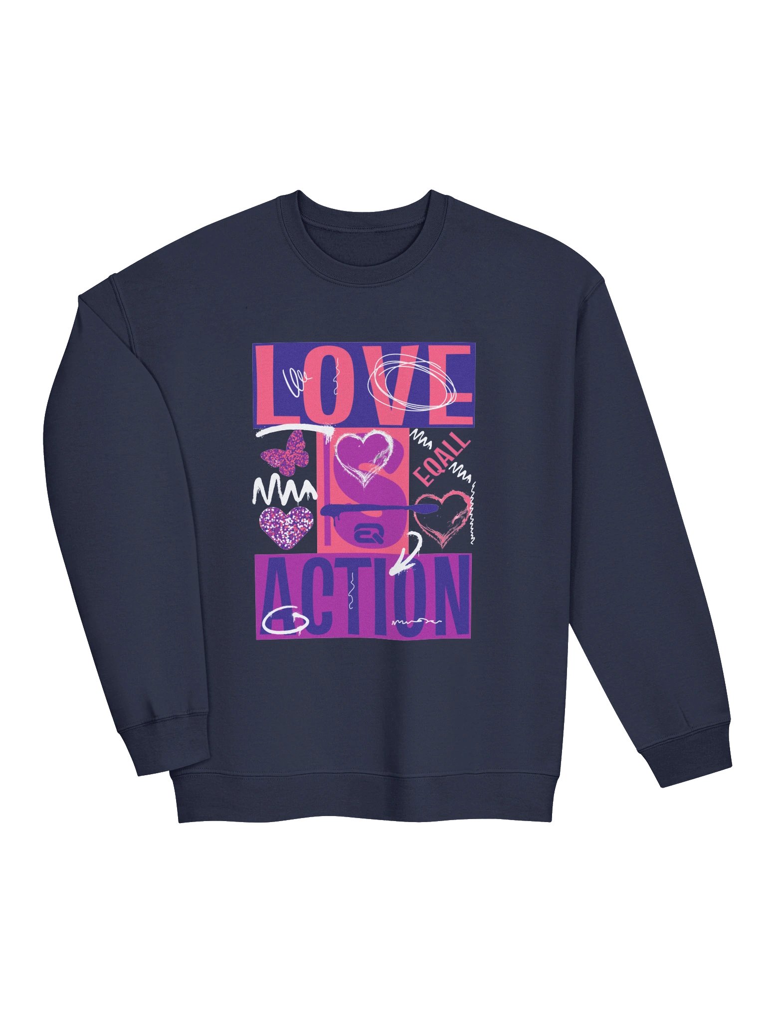 Love is Action! Unisex Gildan Crewneck Sweatshirt_EQALL® Originals_Pop Purple / Pink product image (27)