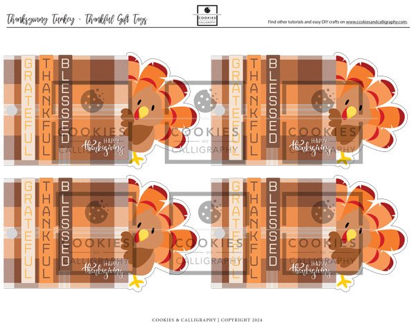 Happy Thanksgiving Turkey Thankful Grateful Blessed Thanksgiving Gift Tag | Printable PDF Download product image (2)
