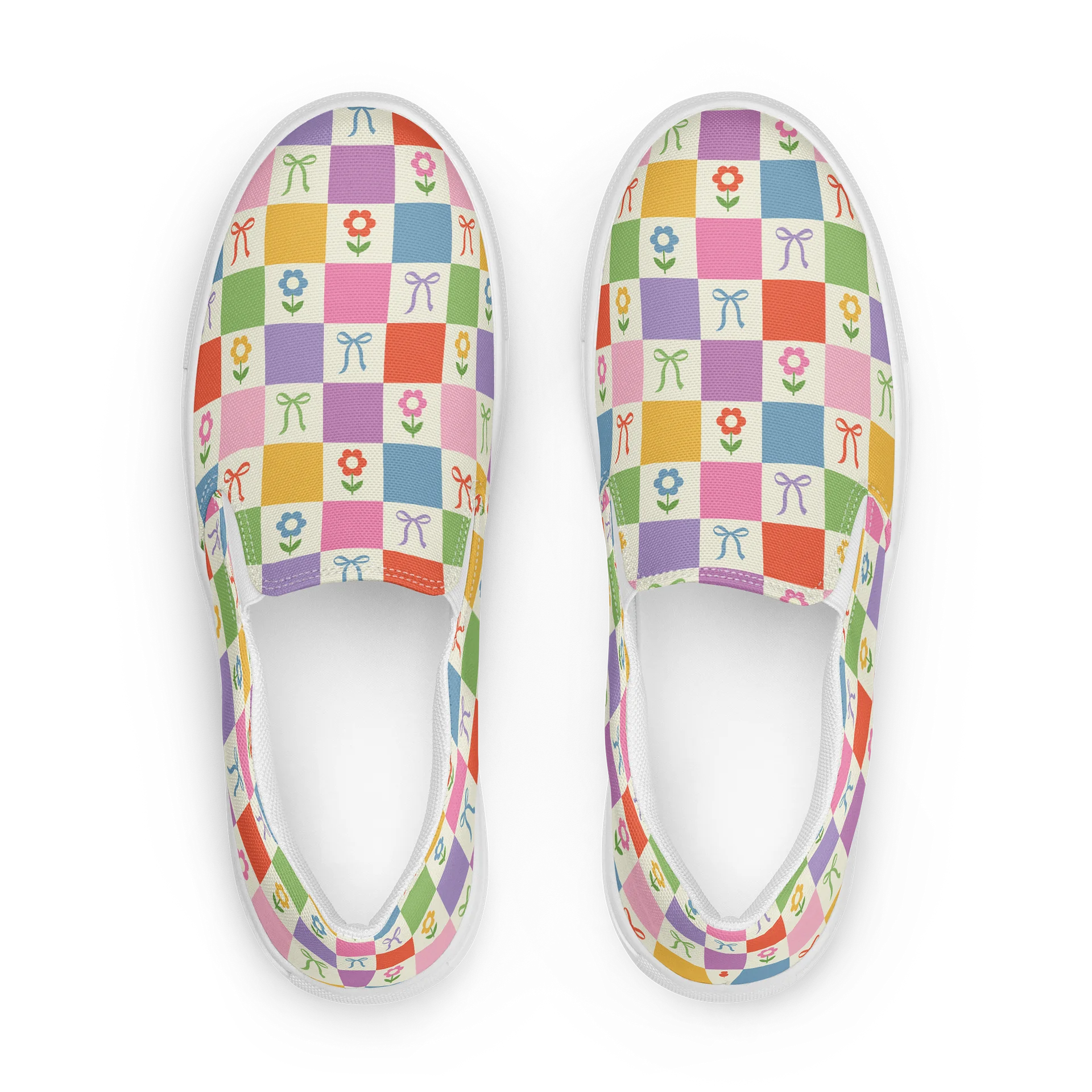 Floral Checkered Slip-On Shoes product image (1)