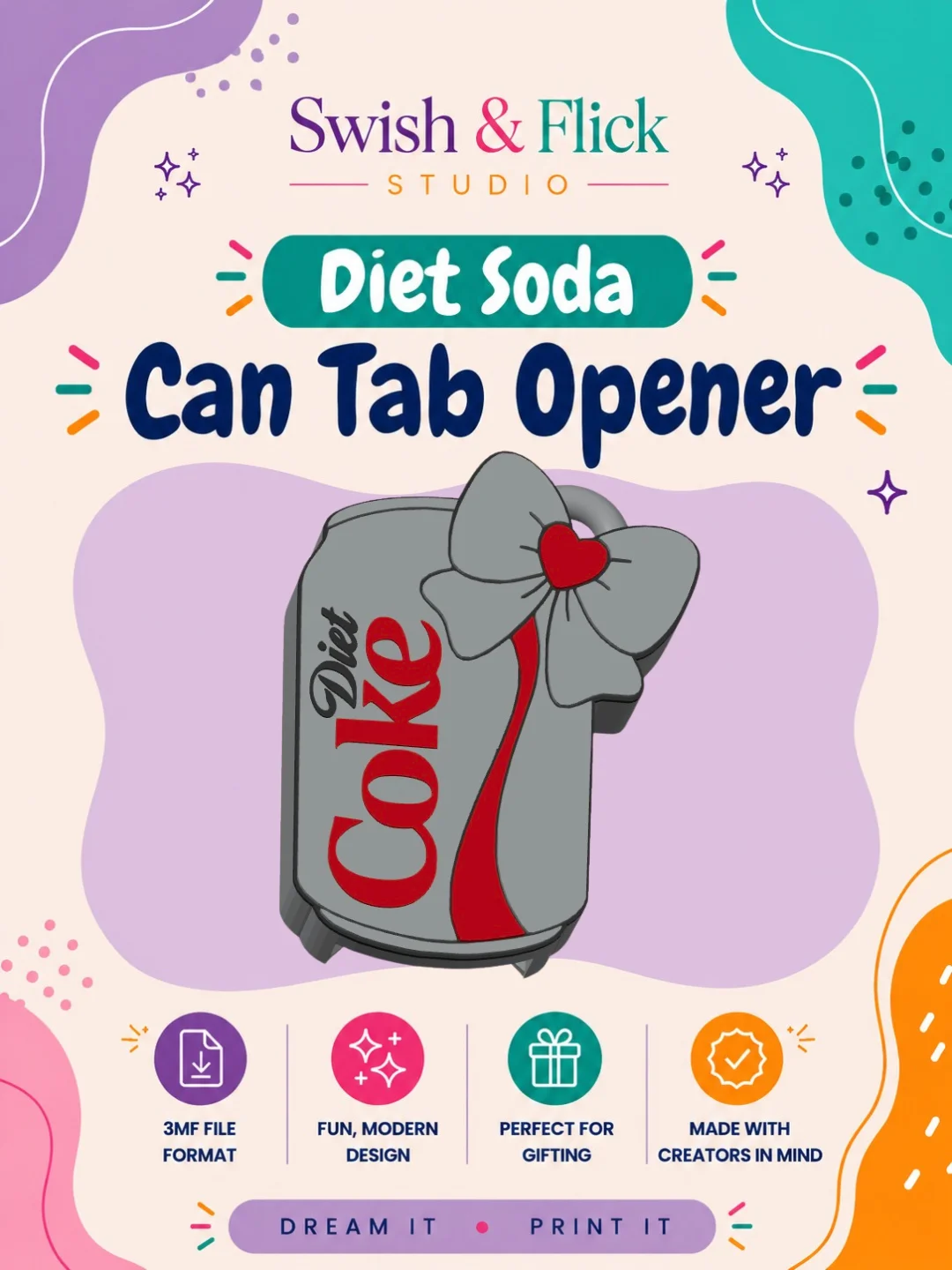Diet Soda Can Tab Opener STL | Easy Open Can Tool | 3D Print File | Arthritis Friendly Can Opener | Beverage Tab Lifter | Digital Download product image (1)