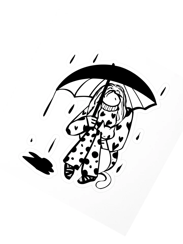 Sticker: Line art of Girl with cat under umbrella product image (2)