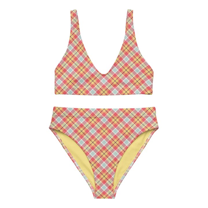Coral Pink, Yellow, and Mint Plaid Bikini product image (2)