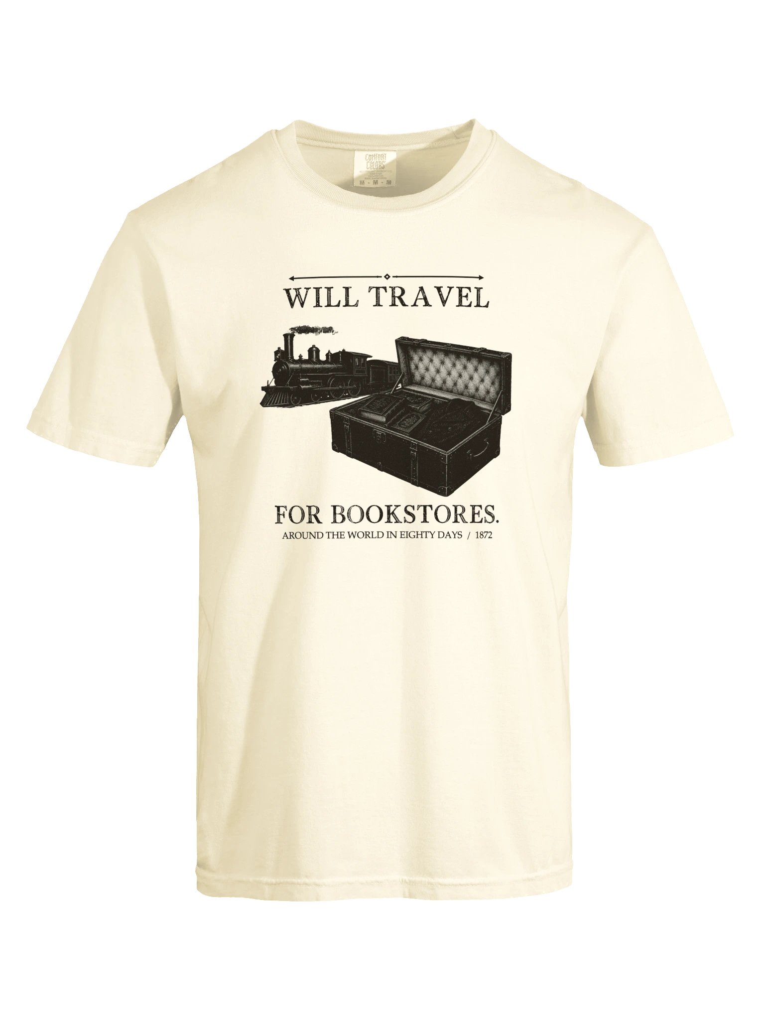 Will Travel For Bookstores -- Around the World in Eighty Days Tee (Light) product image (17)