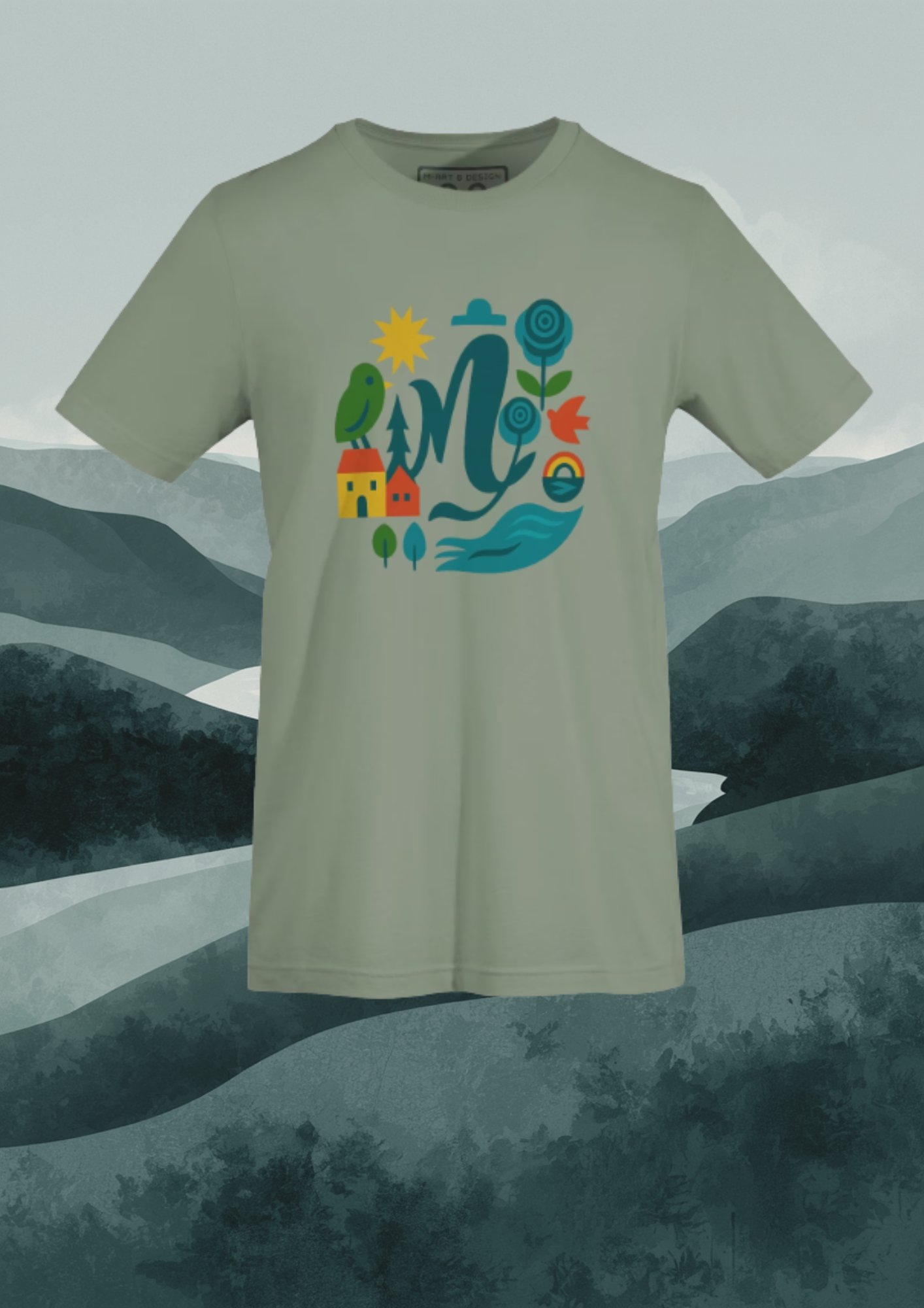 Nature Harmony "M" T-Shirt – Peaceful Folk-Inspired Design Art - by M-Art & Design product image (4)