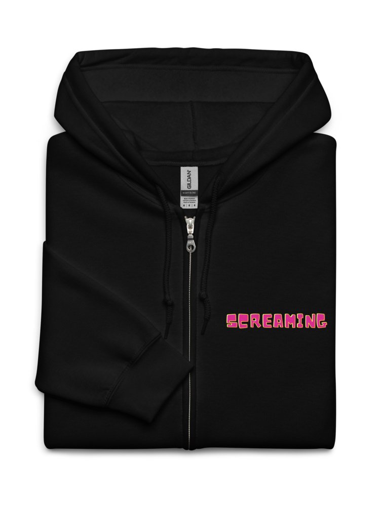 Screaming Cockatoo With Text on the Front Classic Zip Hoodie Multicolor product image (15)