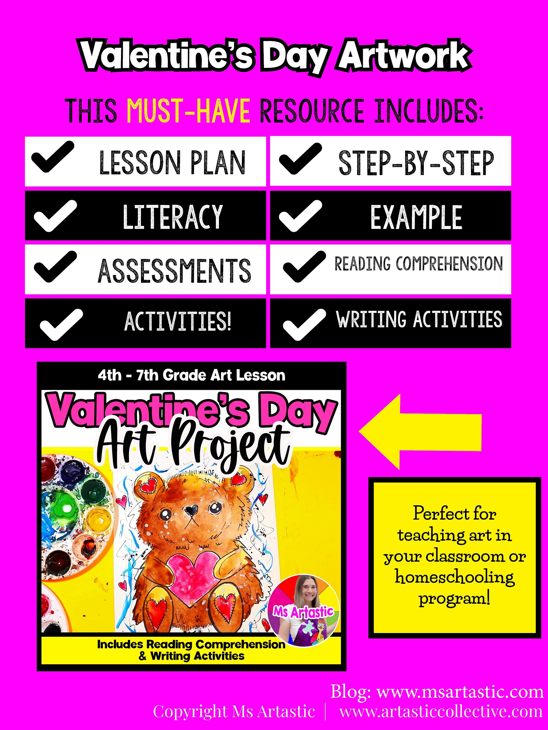Valentines Day Art Project Teddy Art and Writing Prompt Reading Comprehension product image (9)