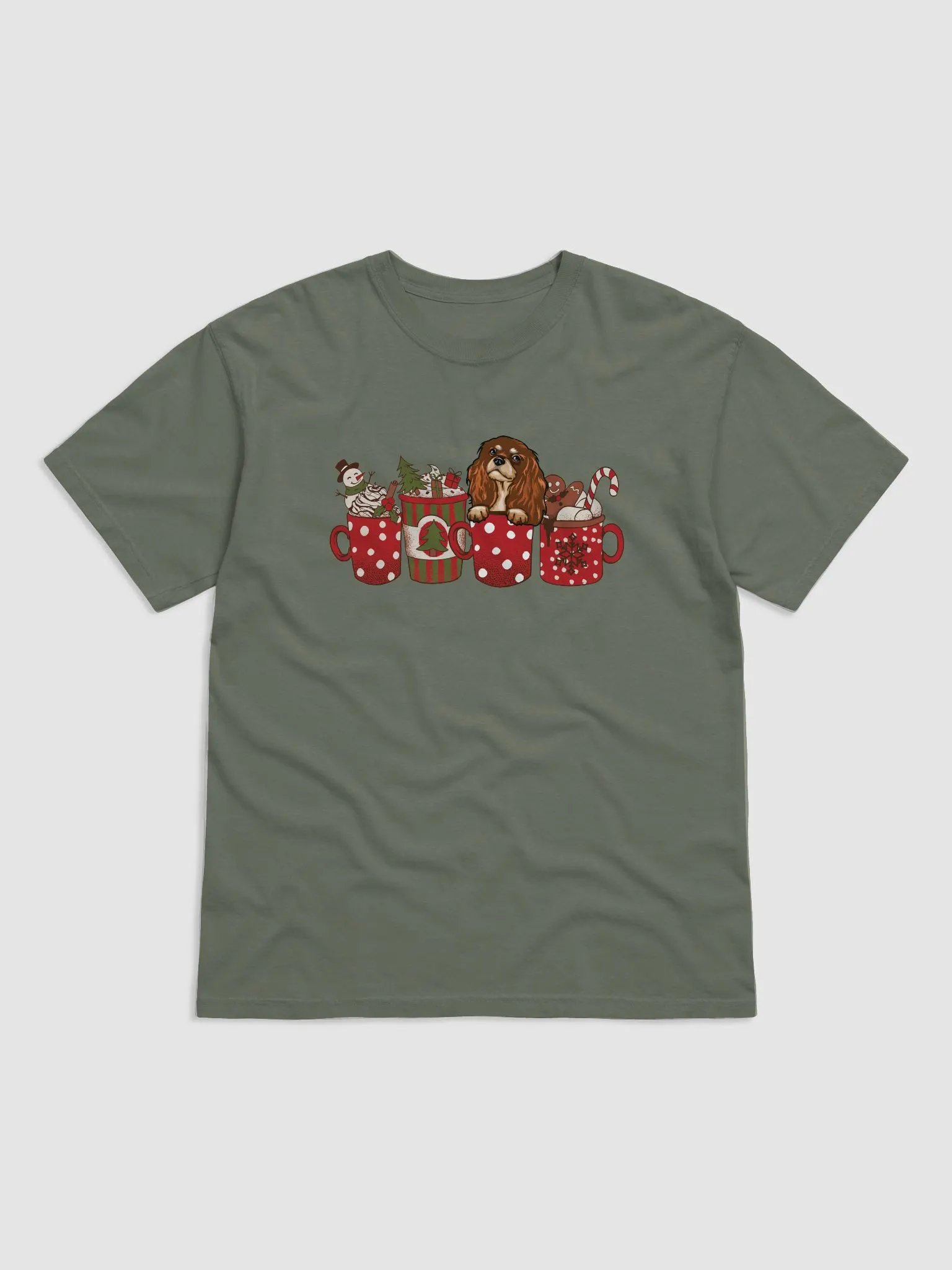 Cute Cavalier King Charles Spaniel(Liver) in a Christmas Cup T-Shirt | Funny Christmas Pup in a Cup product image (19)