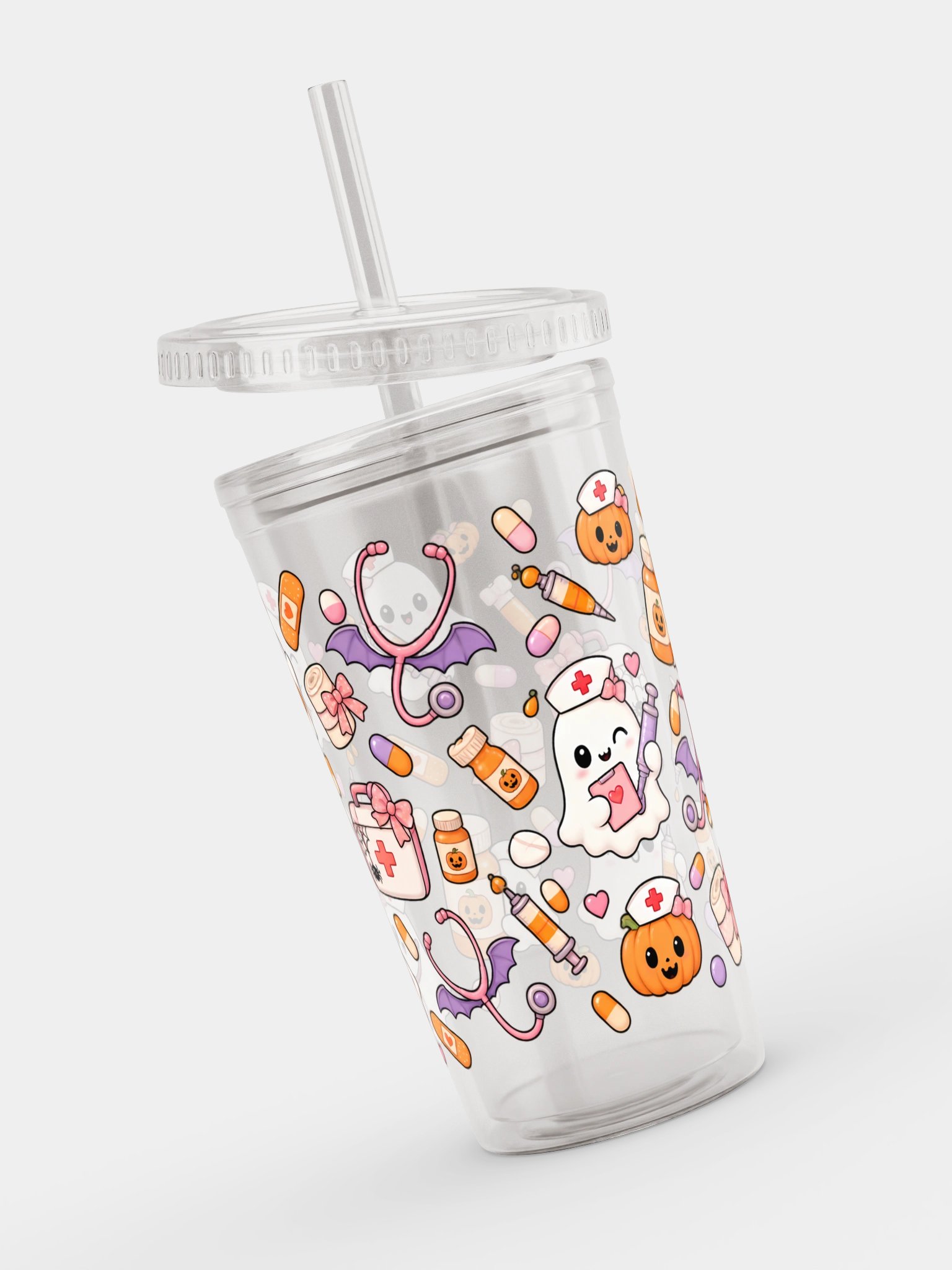 Halloween X Nurse Mashup Clear Wall Tumbler 16 Oz (473 ml) product image (4)