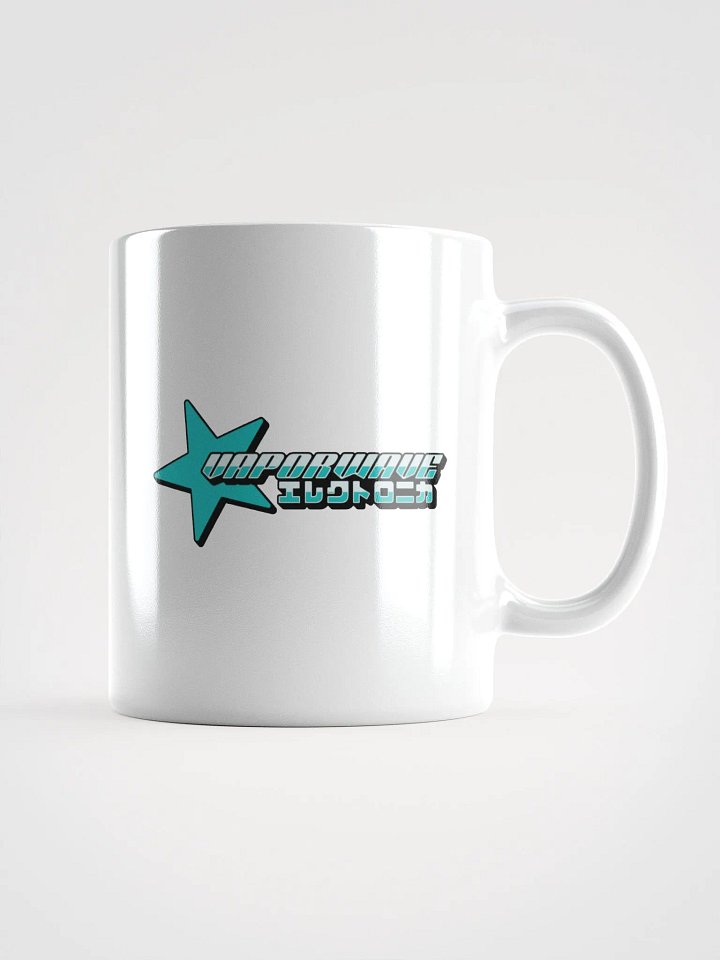 Retro Vaporwave Coffee Mug – Chrome Typography & Kanji product image (1)
