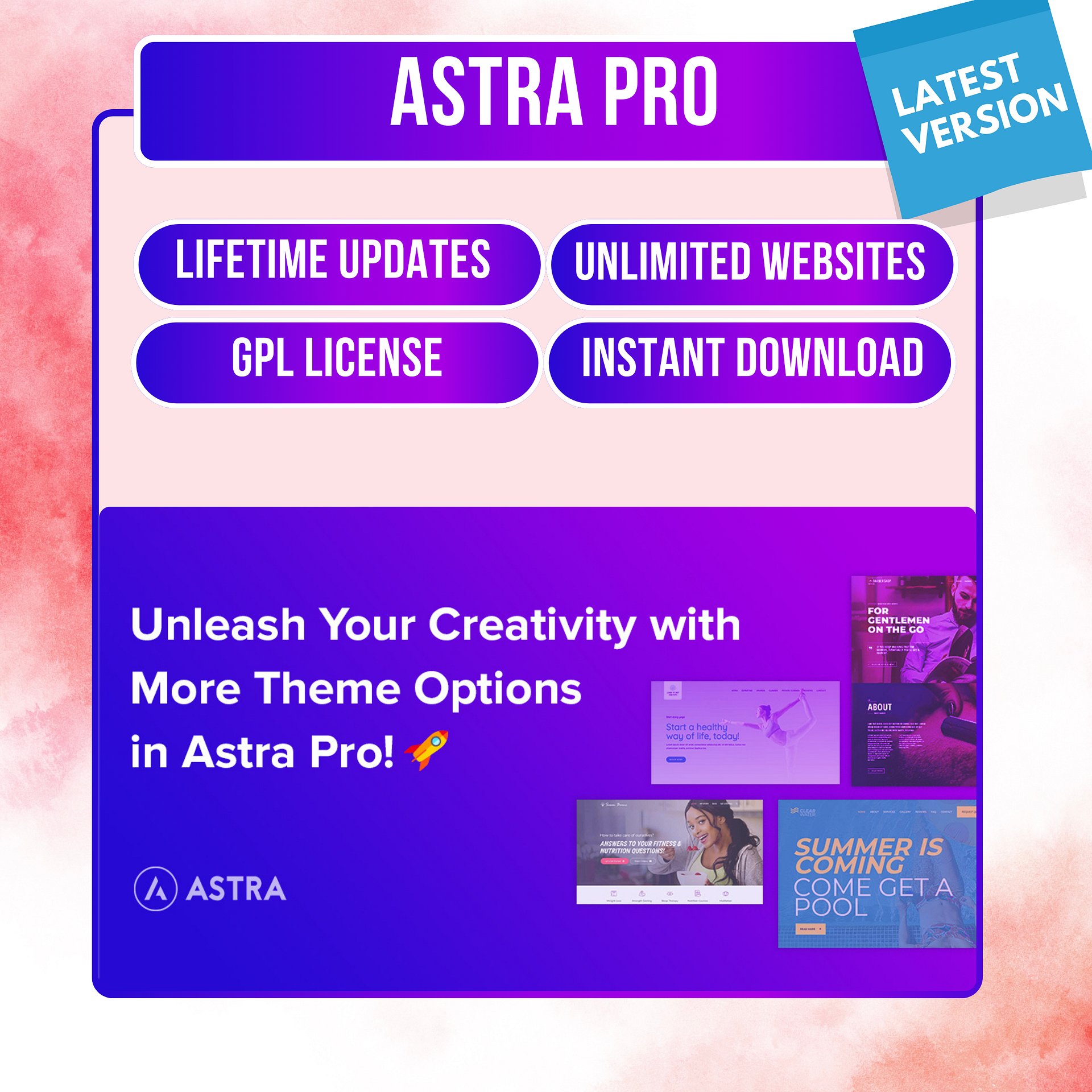 Astra Pro – Premium WordPress Theme | GPL License | Unlimited Sites | Lifetime Updates | Instant Download product image (1)