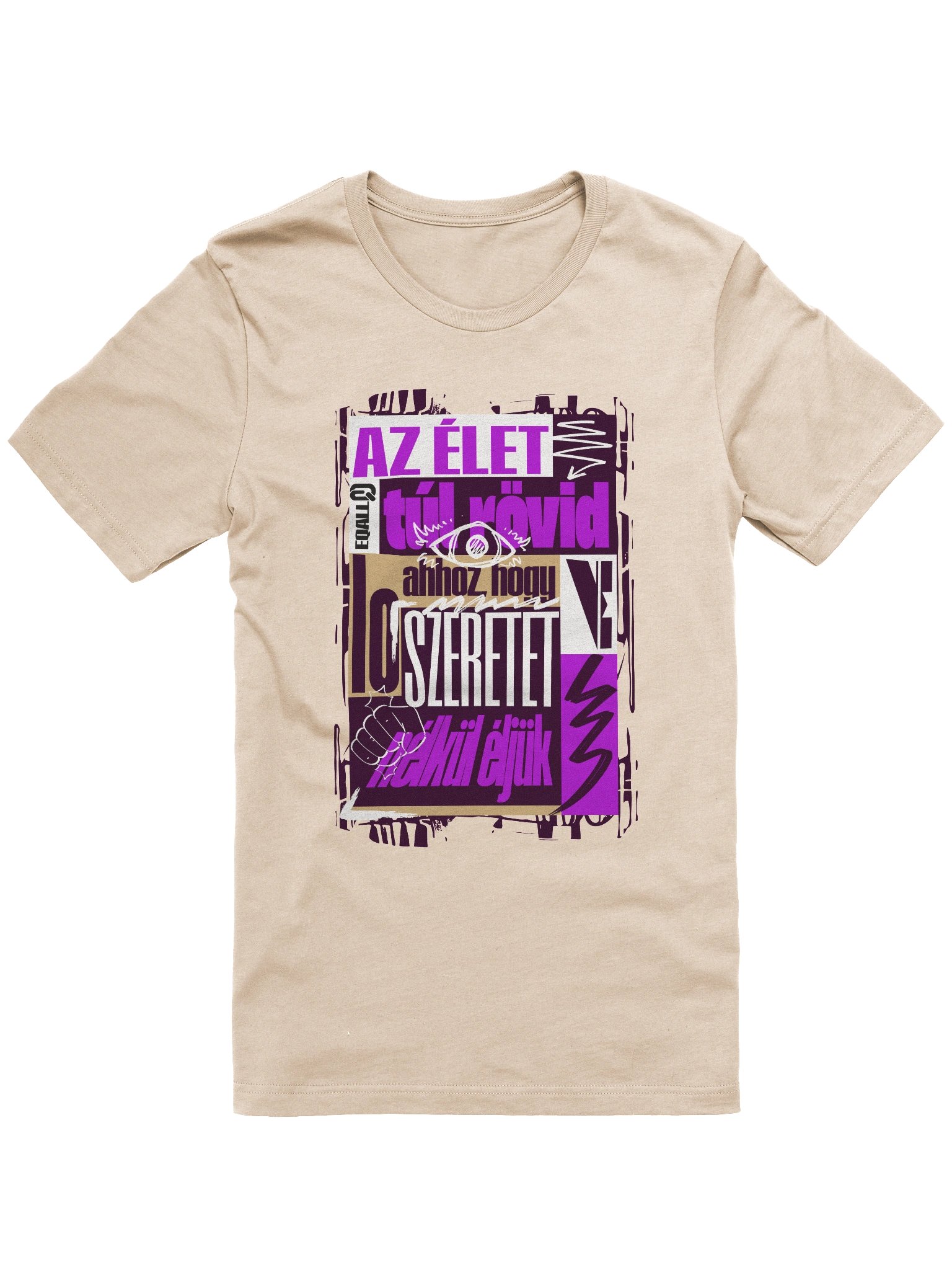 Szeretet? Az élet túl rövid... Bella + Canvas Unisex R3CVR.i Póló_EQALL® Originals_Lila product image (2)