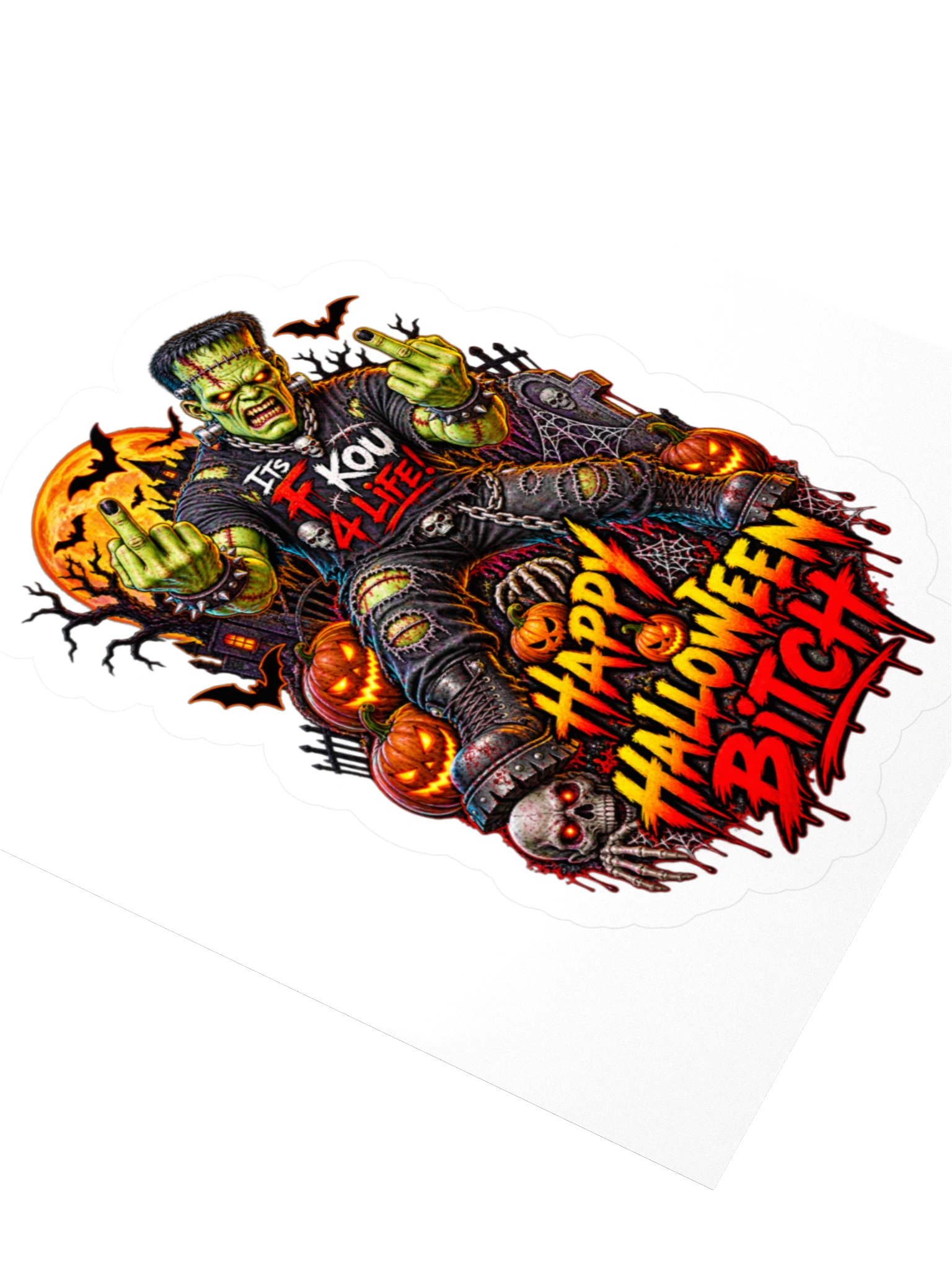 Frankenstein Its F KOU 4 Life 3" x 3" sticker product image (3)