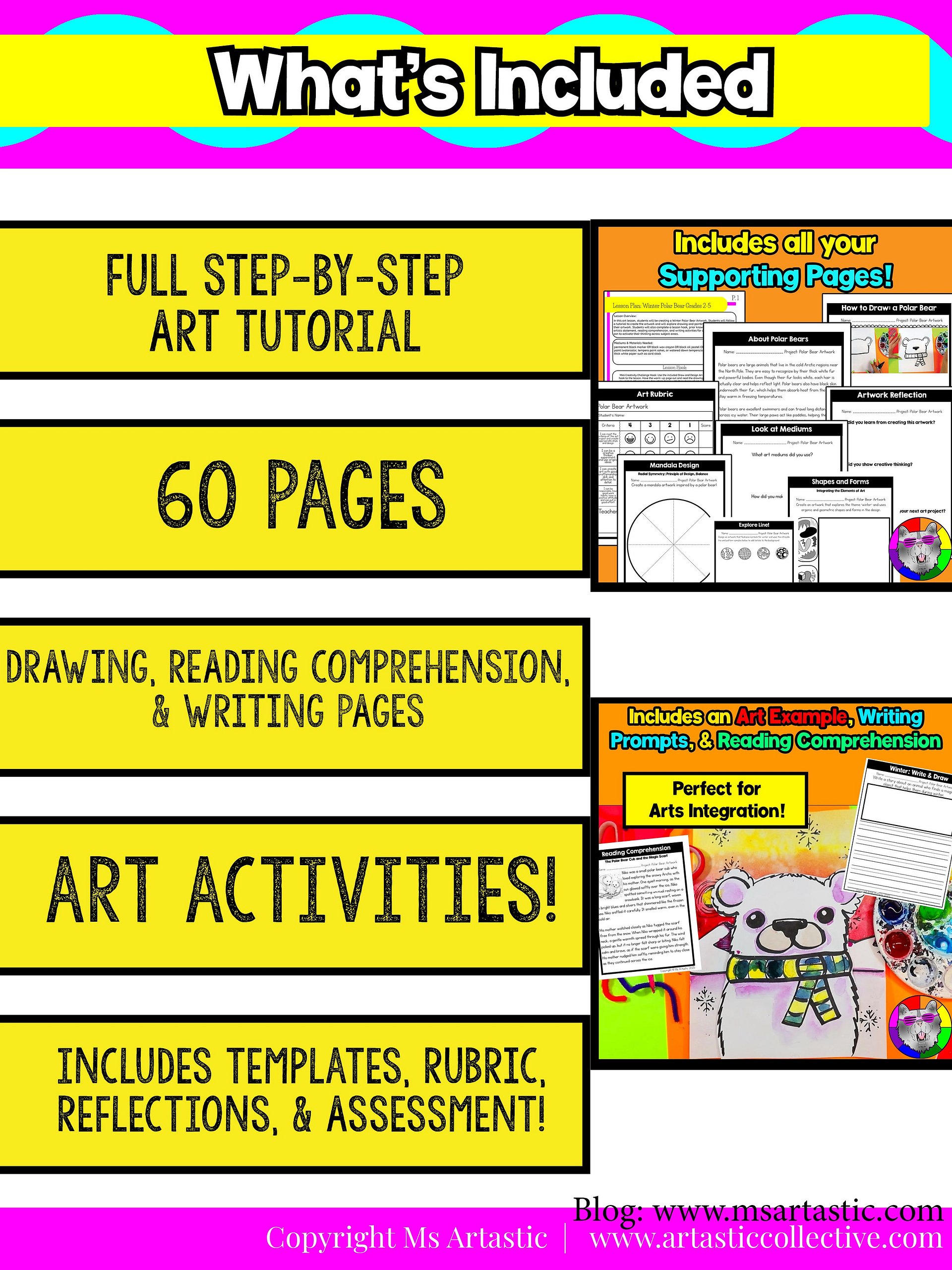 Winter Art Lesson Winter Polar Bear Art Project Winter Art Activity January Art product image (6)