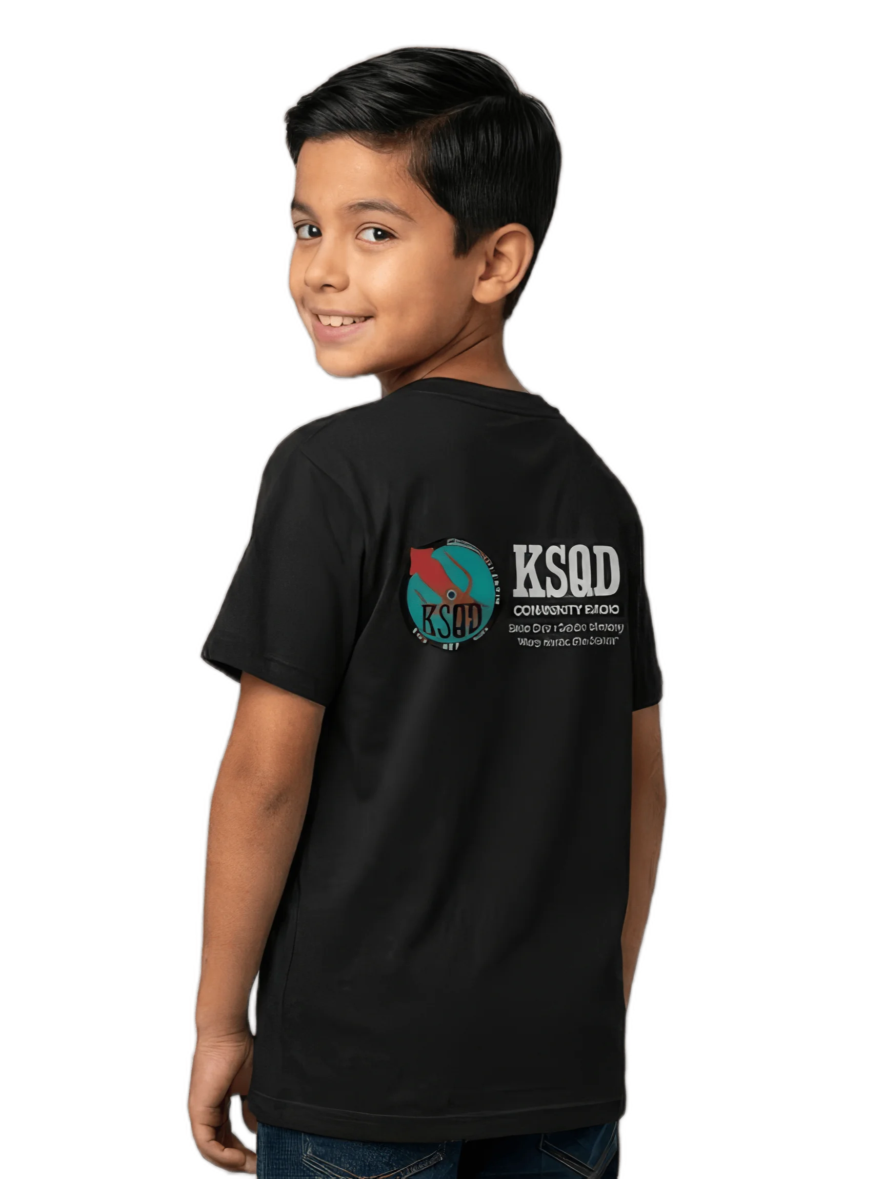 KSQD “Soundwave Squid” Youth Performance T-Shirt (Blue Squid) product image (2)