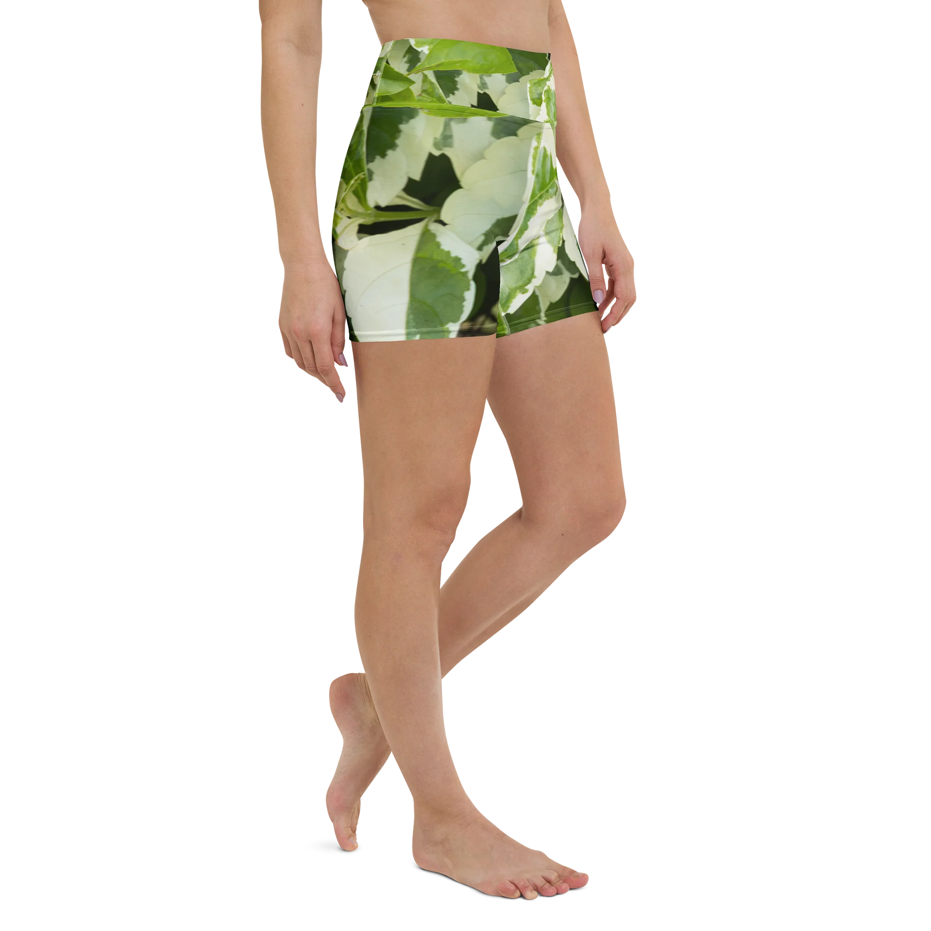 Moss & Parch All-Over Print Green Workout Biker Shorts | Yoga Shorts product image (3)