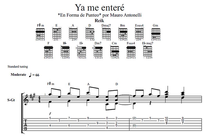 Ya me enteré - Partitura + Tabs + Acordes + Pista product image (1)