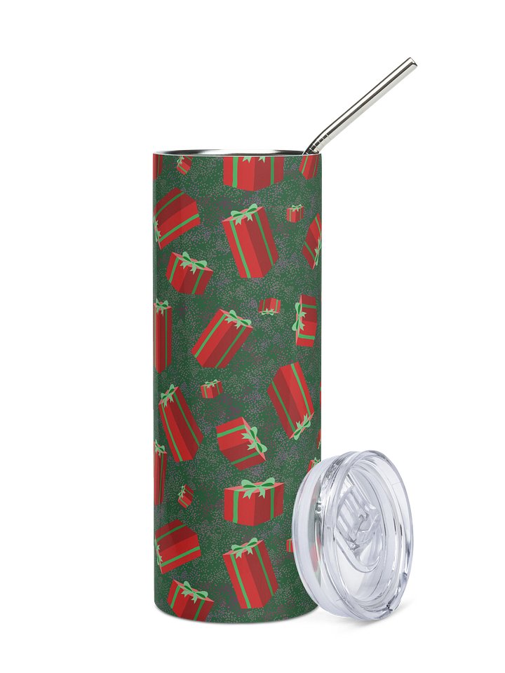 Retro Floating Red Presents Stainless Steel Tumbler with Straw product image (1)