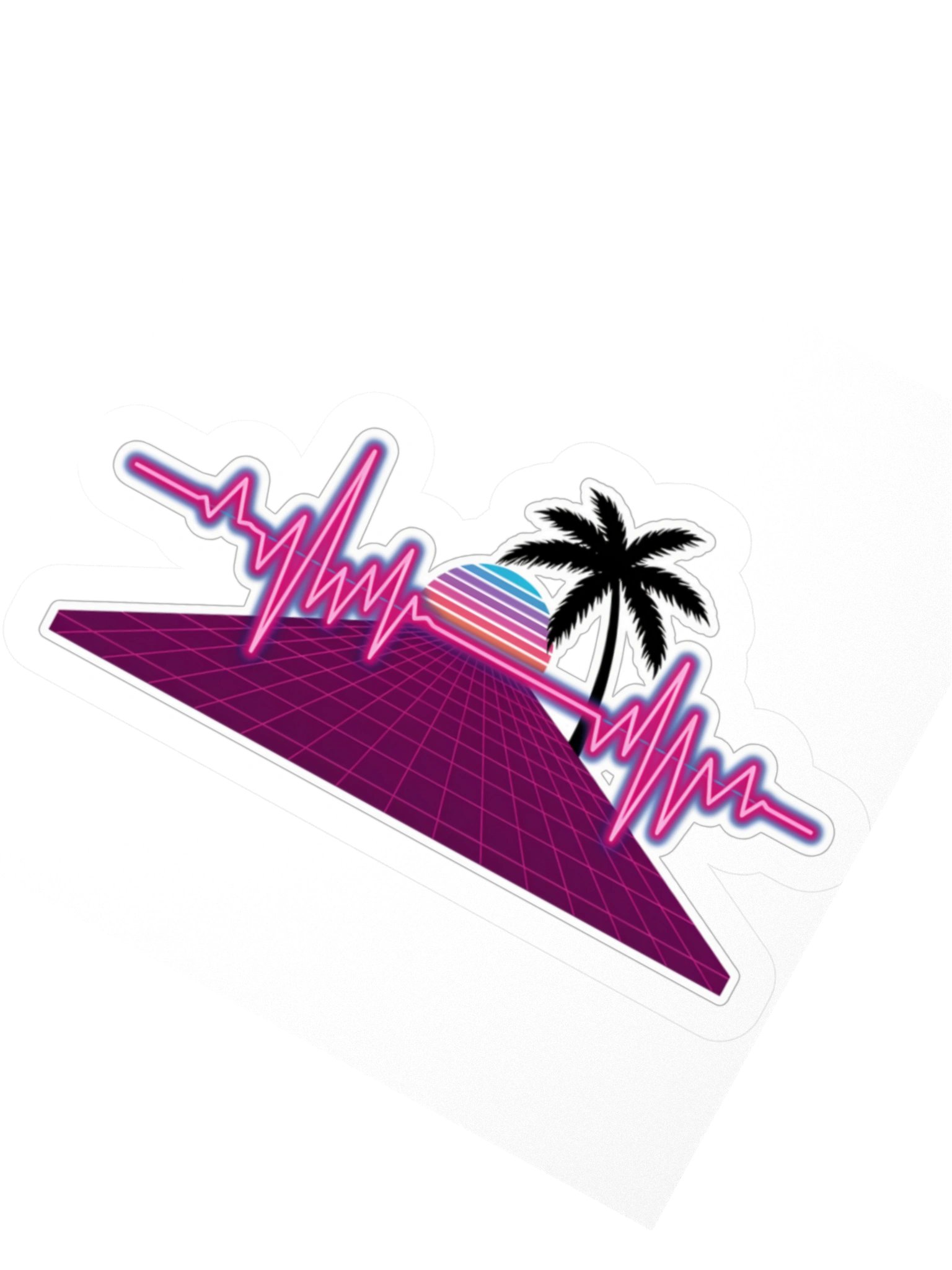 Retro Neon Palm Sunset Kiss Cut Sticker product image (4)