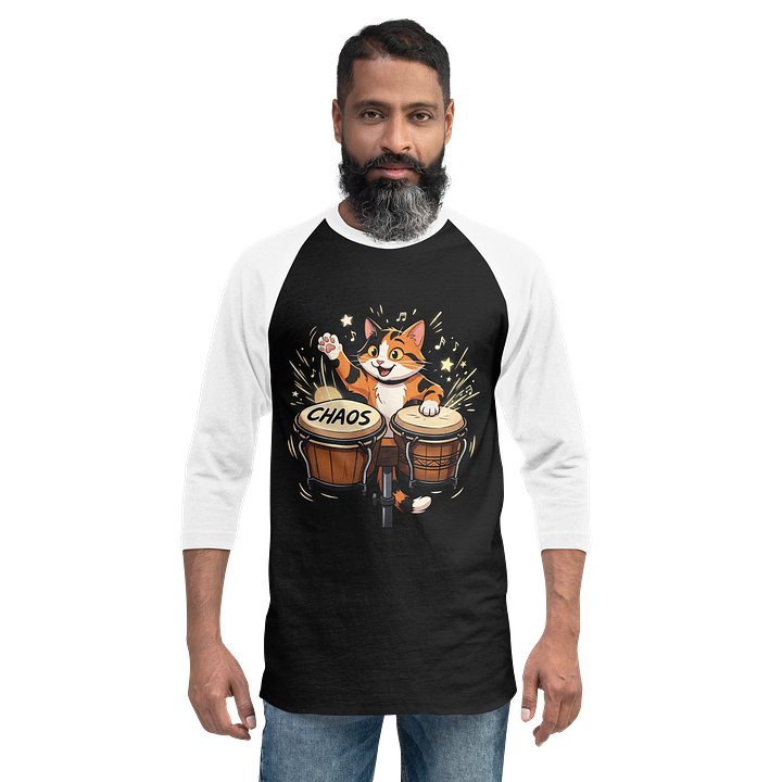 Chaos Bongo Cat Baseball Tee - Dark Torso Colors product image (3)