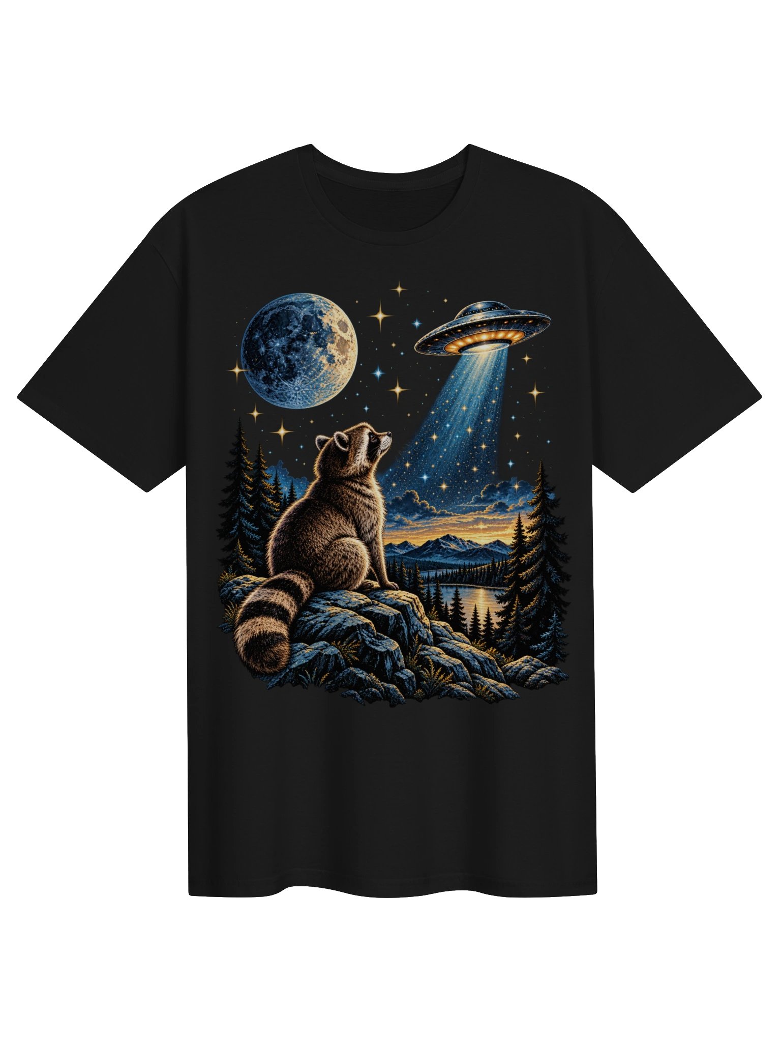 Raccoon UFO Night Sky Tee product image (1)