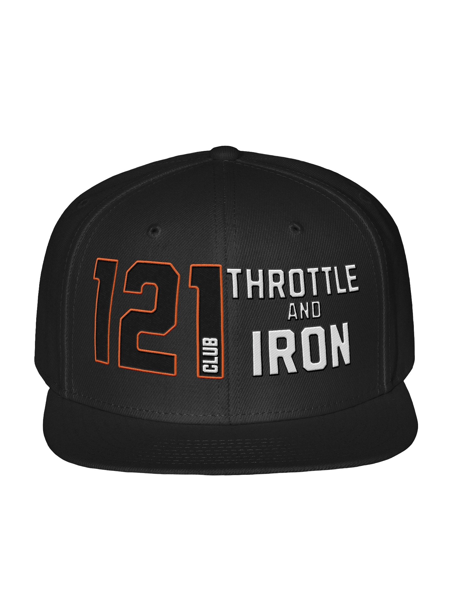 Club 121 Throttle & Iron Snapback Hat — Orange Outline (HD) Edition product image (1)