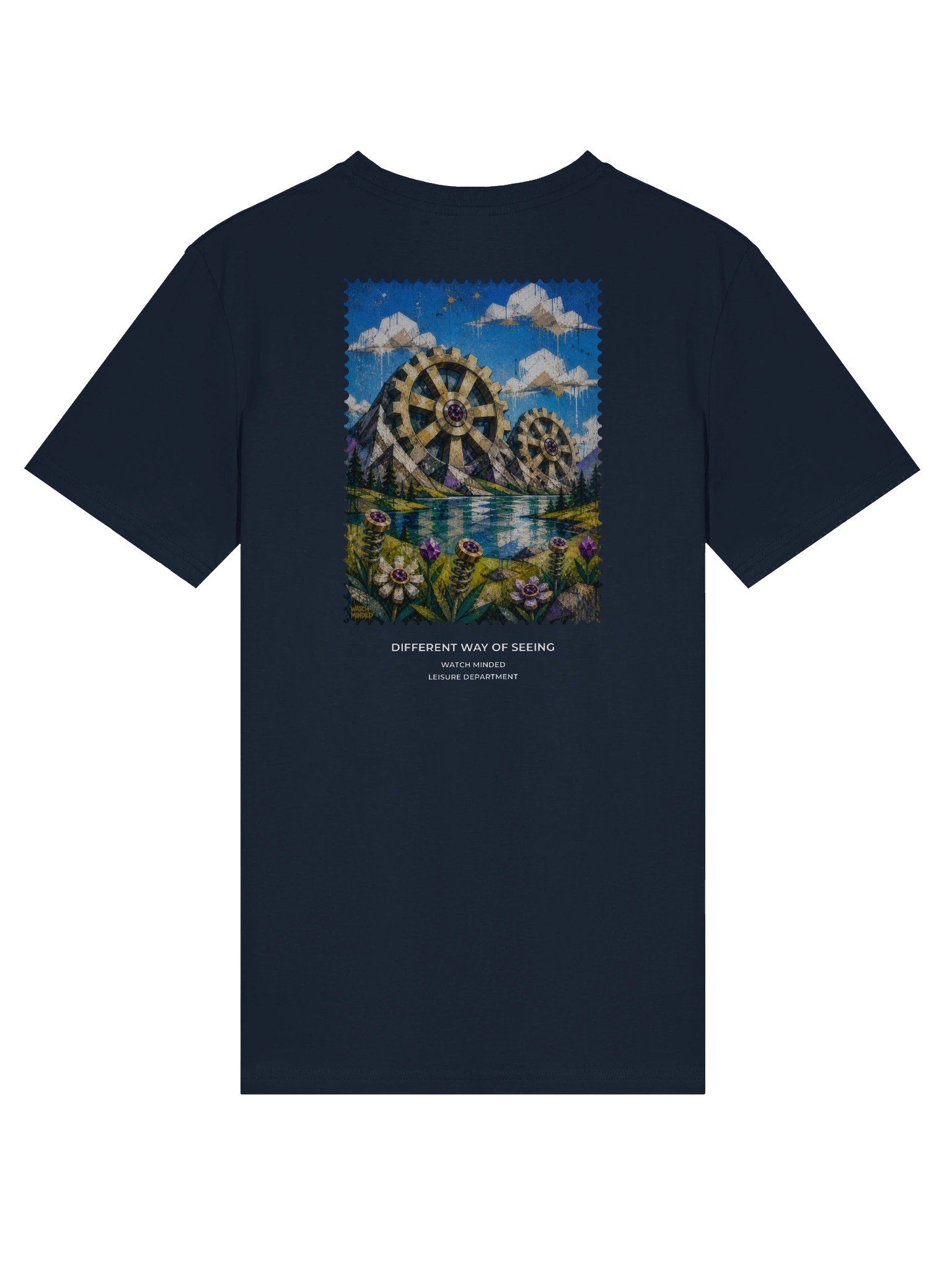 Standard Fit Light Cotton "Clockwork Mountains" T-Shirt, French Navy product image (1)
