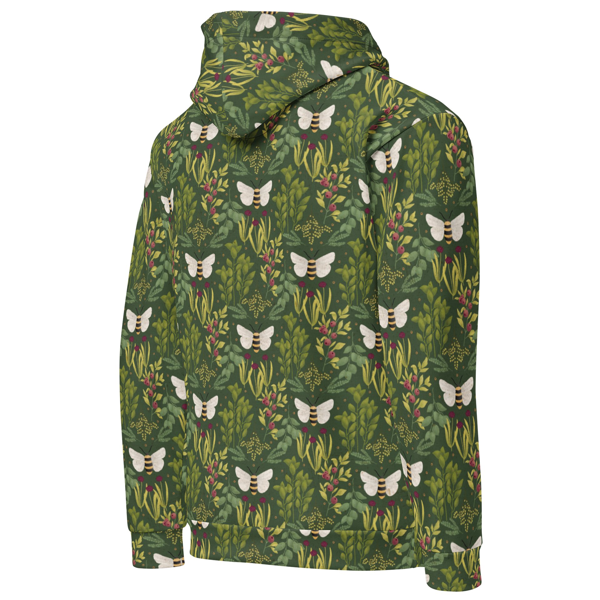 Bees and Foliage Unisex Cotton Hoodie product image (4)