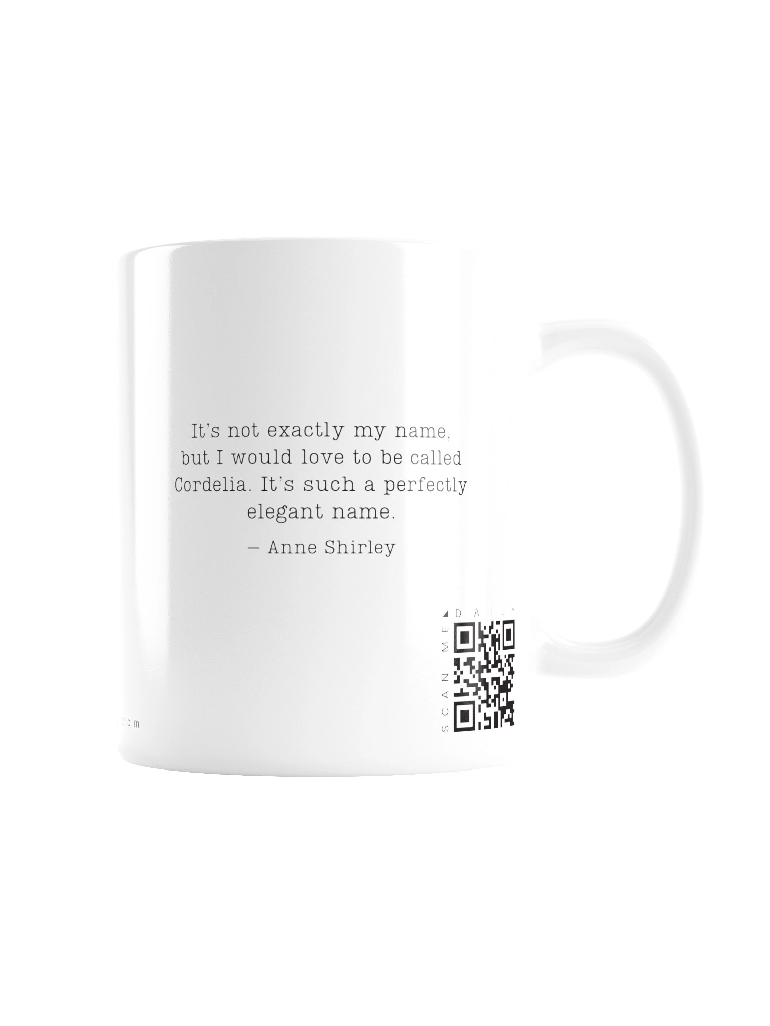 <i>Cordelia</i> • QR Mug<br /> With 160 Daily Quotes<br /> <small>Quotes from beloved novel<br />Anne of Green Gables (1908)</small> product image (2)