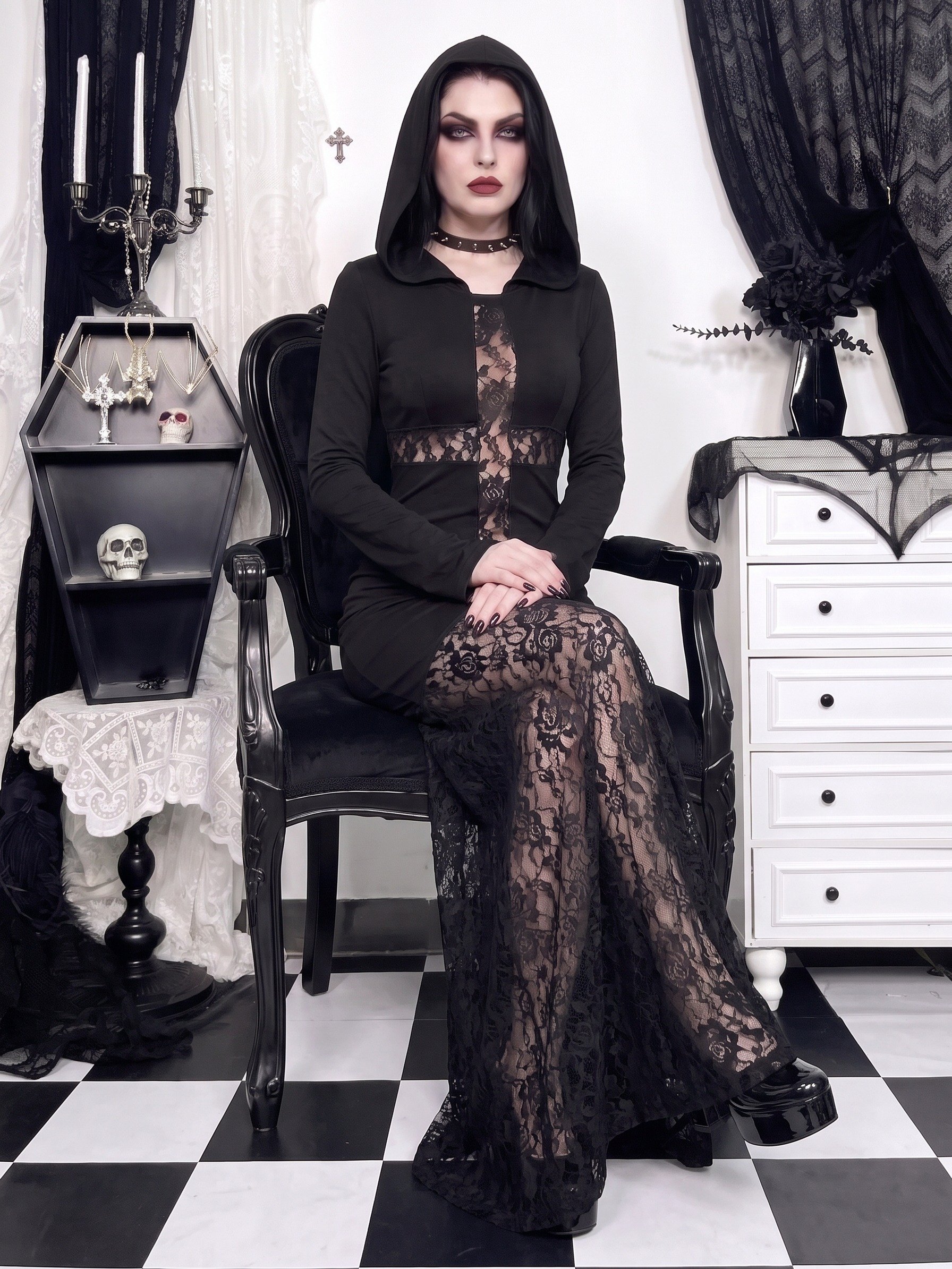 Nightveil Gothic Hooded Dress product image (1)