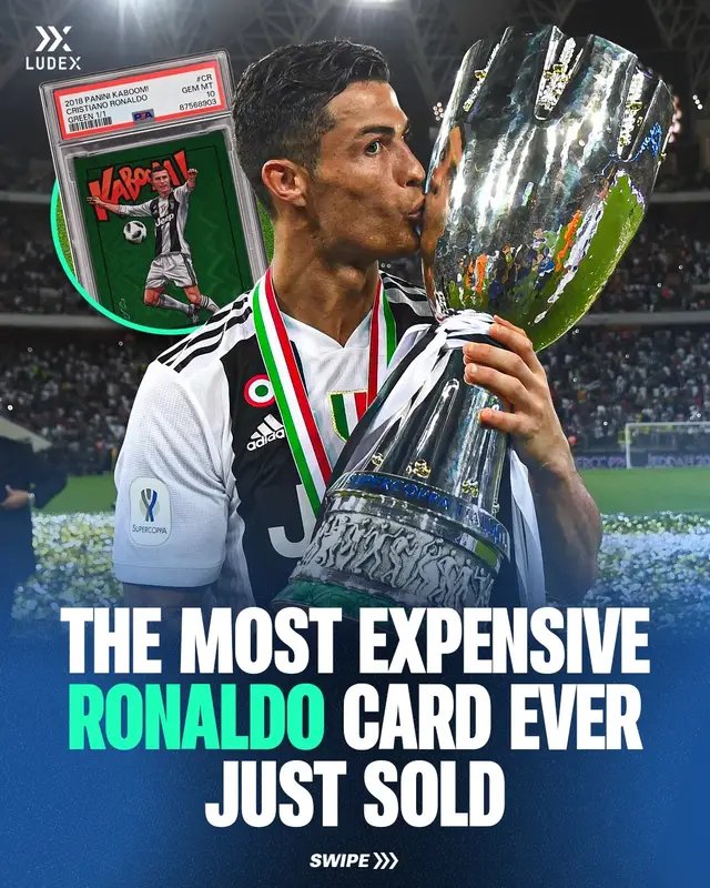 Cristiano Ronaldo’s 2018 Panini Kaboom! Green 1/1 in PSA 10 condition just sold for $1,350,000 in a private deal brokered by @collect. This sale makes it the 2nd most expensive soccer card to ever sell.  What do you make of this sale? 🃏